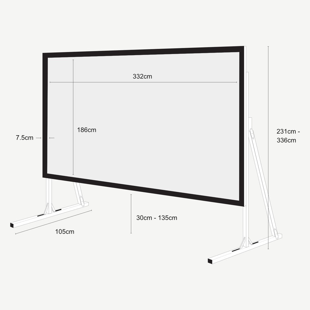 150″ Fast Fold Projector Screen, 16:9, Front & Rear - SimplyForest.com