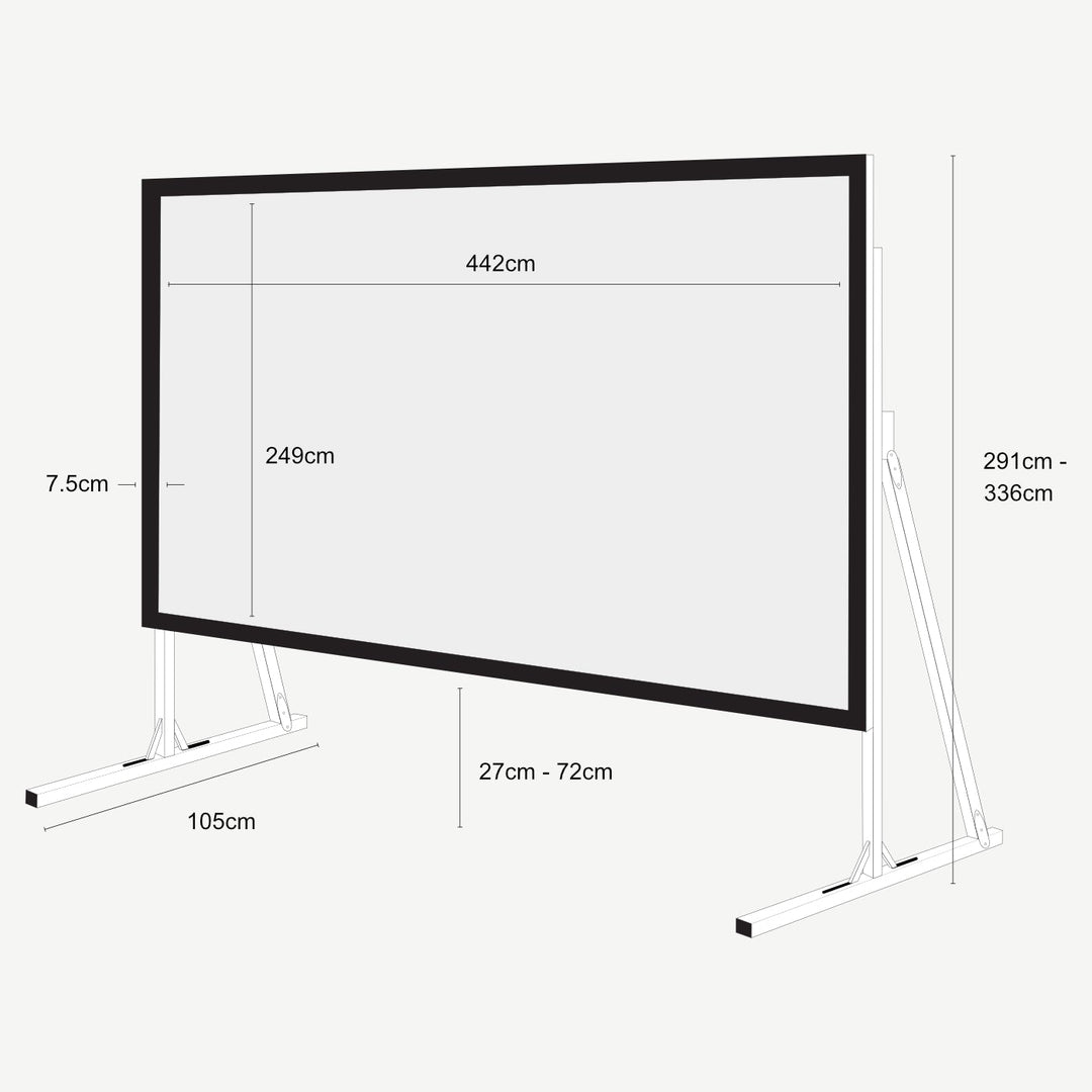 200″ 16:9 fast fold projector screen, front & rear - SimplyForest.com