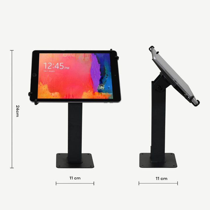 Measurements view of Anti-theft iPad / Tablet Countertop Kiosk - SimplyForest.com