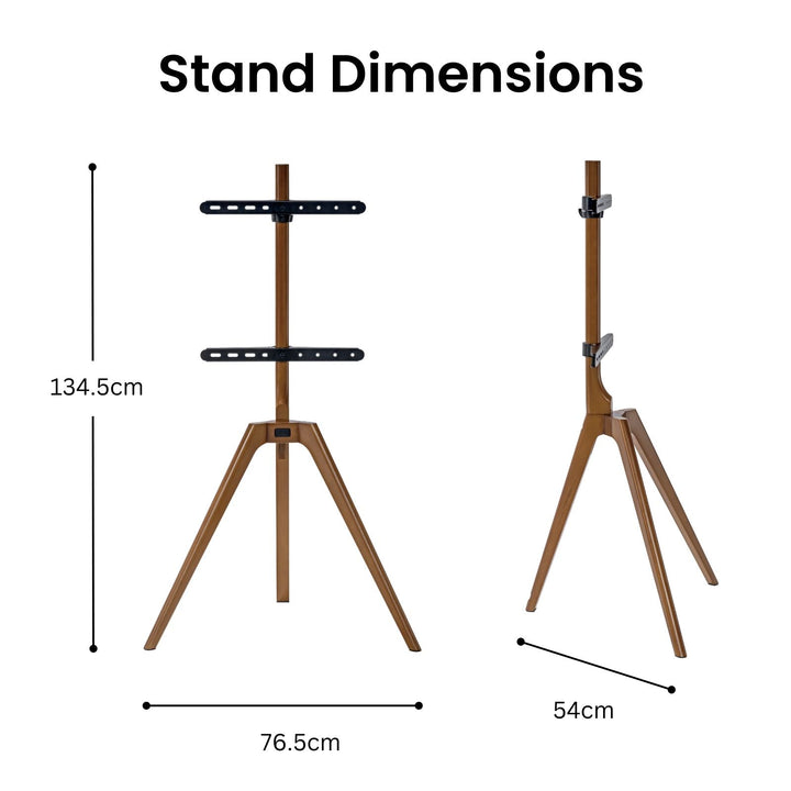 Evaa Easel Tripod Floor TV Stand for 45" to 65" TVs, Black/Walnut - Forest-AV.com