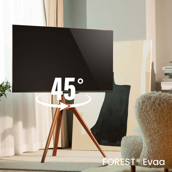 Evaa Easel Tripod Floor TV Stand for 45" to 65" TVs, Black/Walnut - Forest-AV.com