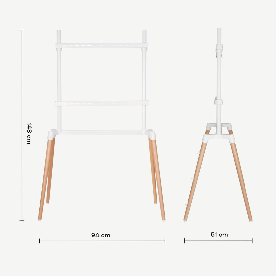 size diagram of Kensington TV stand with 4 legs for 60″ to 75″ TVs - SimplyForest.com