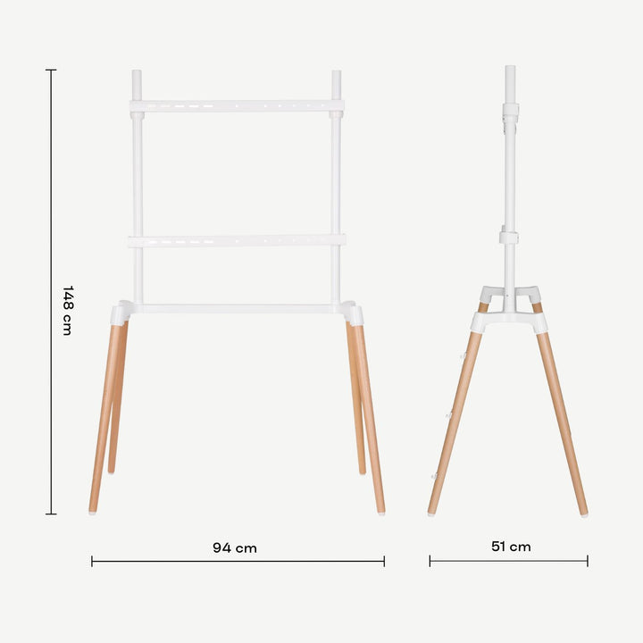 size diagram of Kensington TV stand with 4 legs for 60″ to 75″ TVs - SimplyForest.com