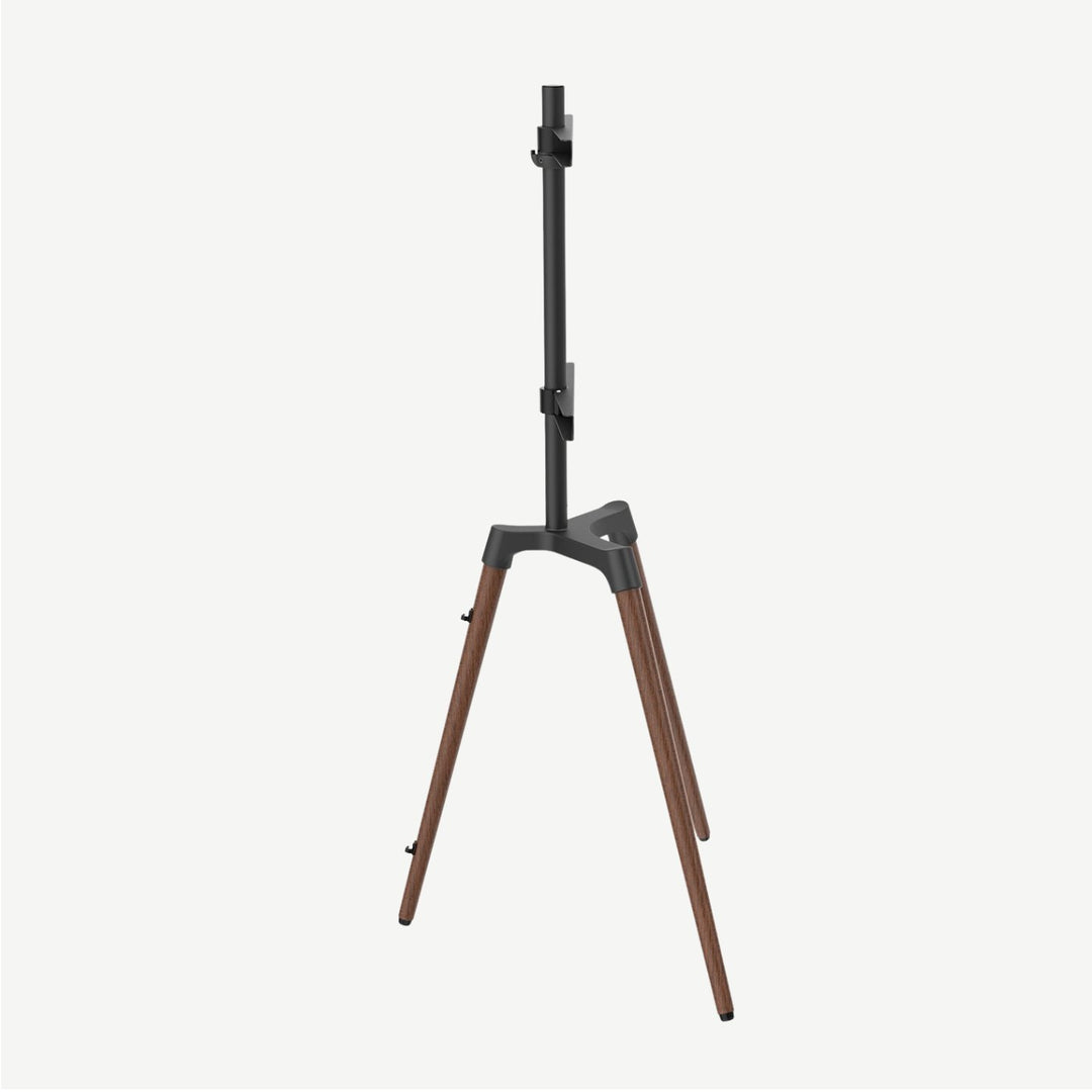 Mayfair Easel TV Floor Stand, 50″ to 65″ TVs, Black/Walnut - Forest-AV.com