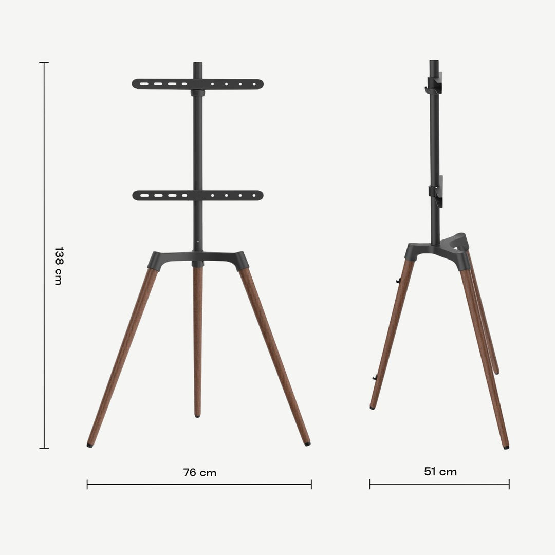 Mayfair Easel TV Floor Stand, 50″ to 65″ TVs, Black/Walnut - Forest-AV.com