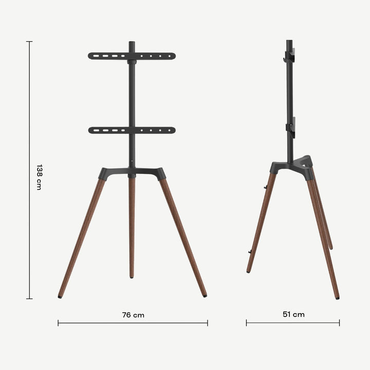 Mayfair Easel TV Floor Stand, 50″ to 65″ TVs, Black/Walnut - Forest-AV.com