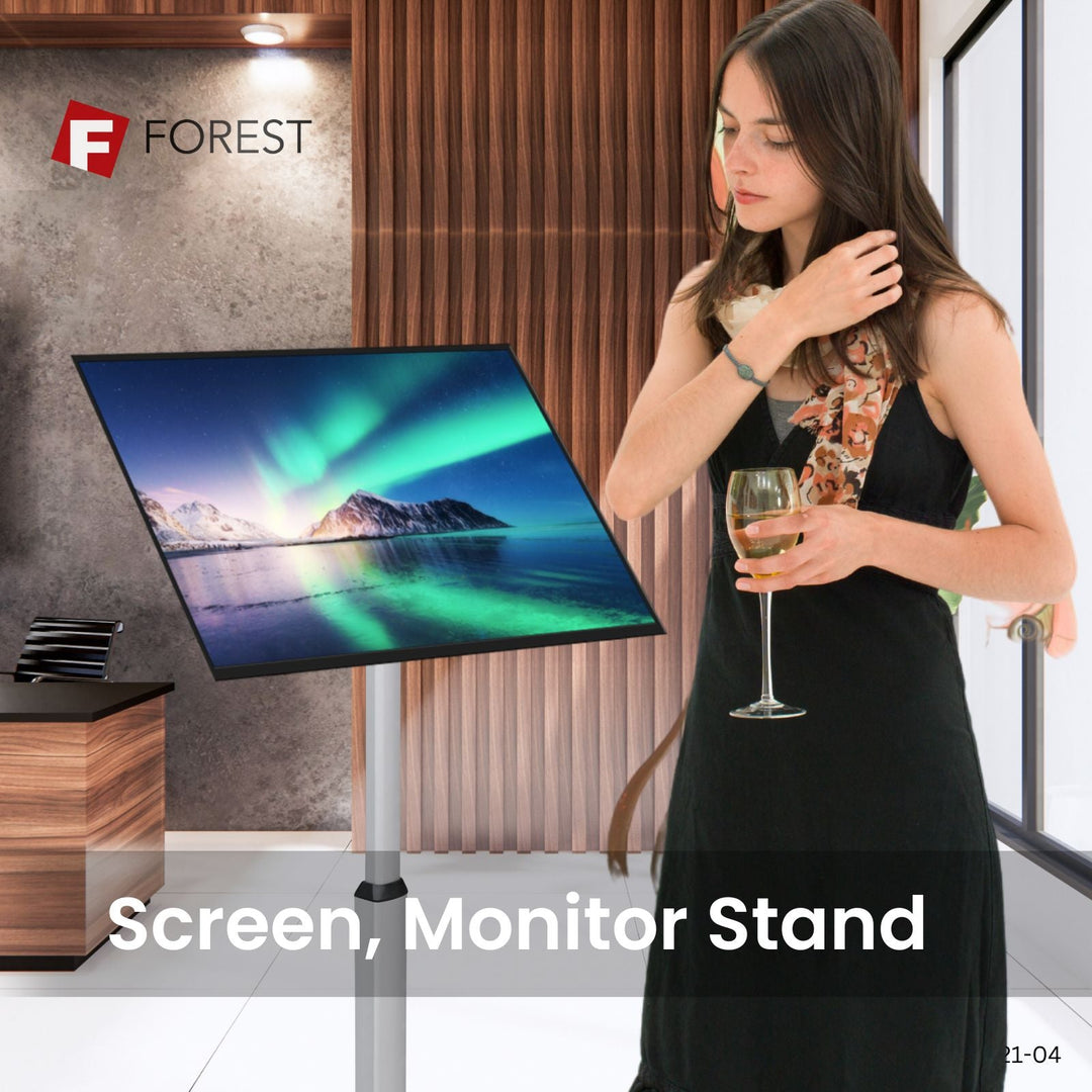 Monitor Floor Stand, Adjustable Height, VESA 75x75, 100x100 - Forest-AV.com