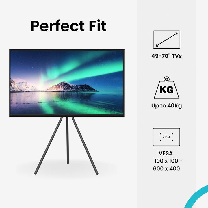 Scandii easel tripod TV stand for 49″ to 70″ TVs - Forest-AV.com