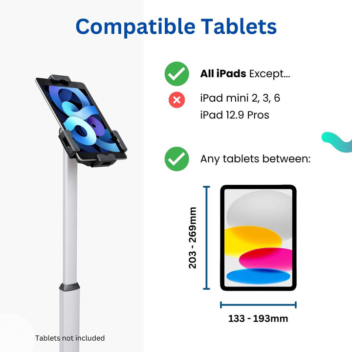 Secure iPad & Tablet Floor Stand, Adjustable Height - Forest-AV.com