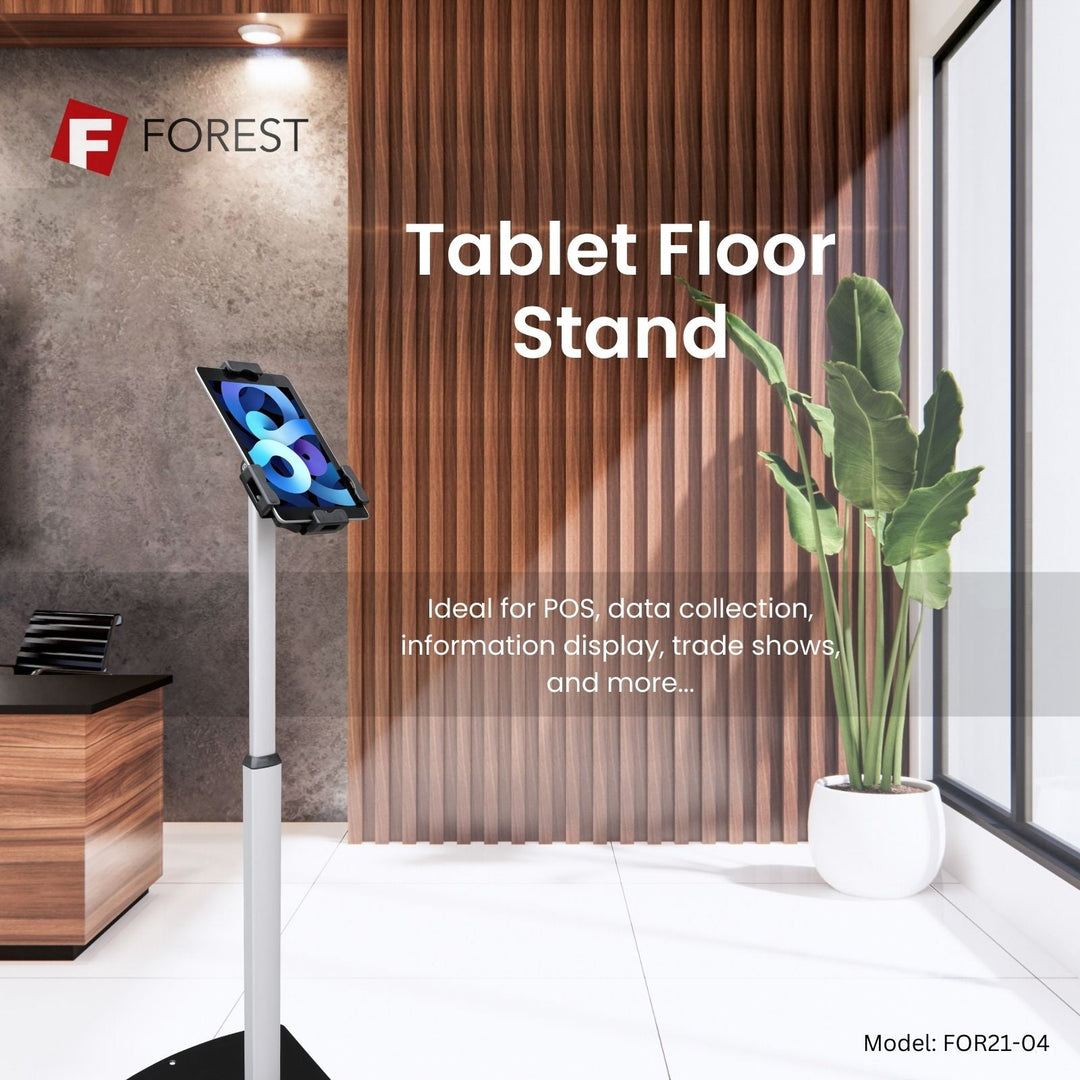 Secure iPad & Tablet Floor Stand, Adjustable Height - Forest-AV.com