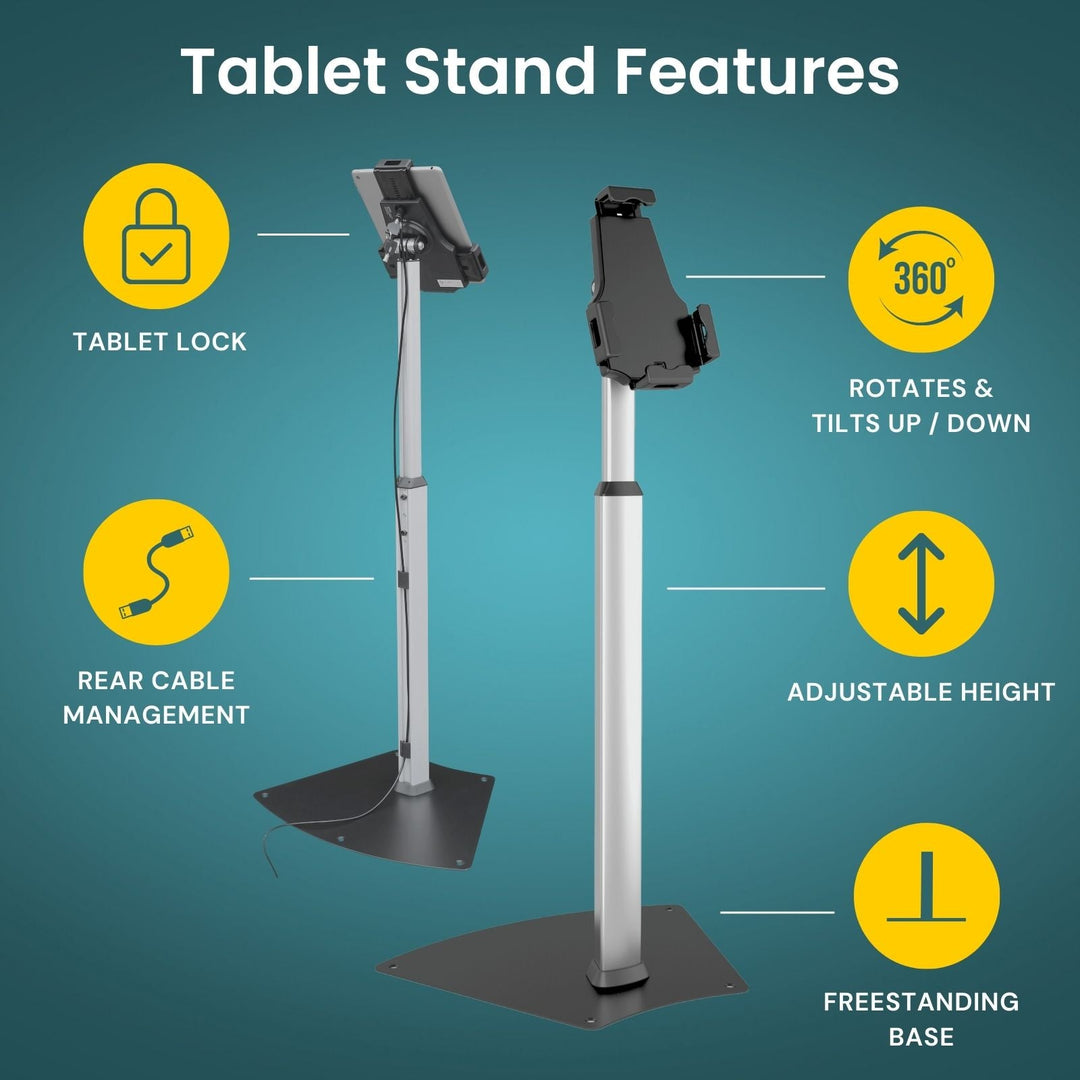 Secure iPad & Tablet Floor Stand, Adjustable Height - Forest-AV.com