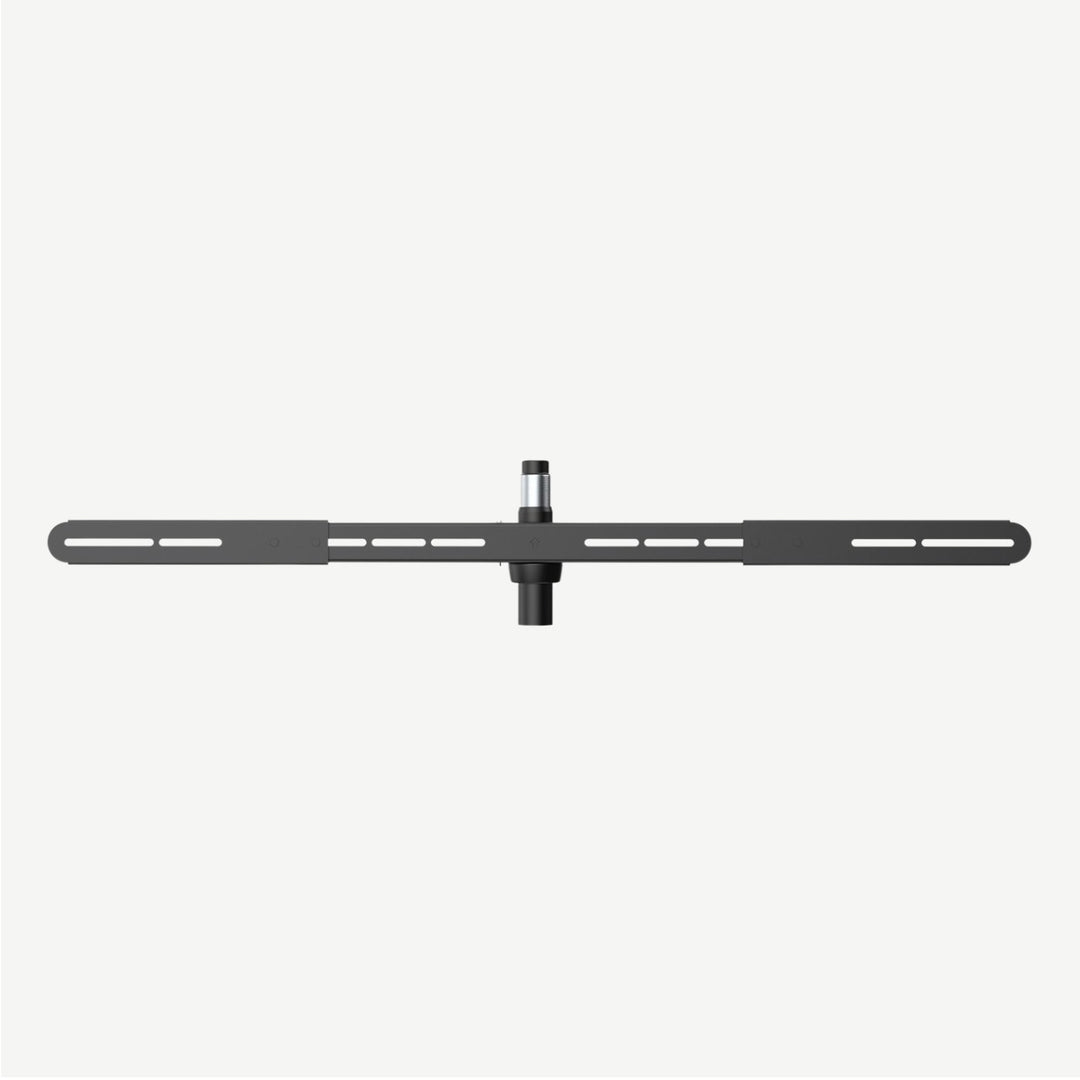 Front view of black Soundbar bracket for Mayfair TV stand - SimplyForest.com#colour_black