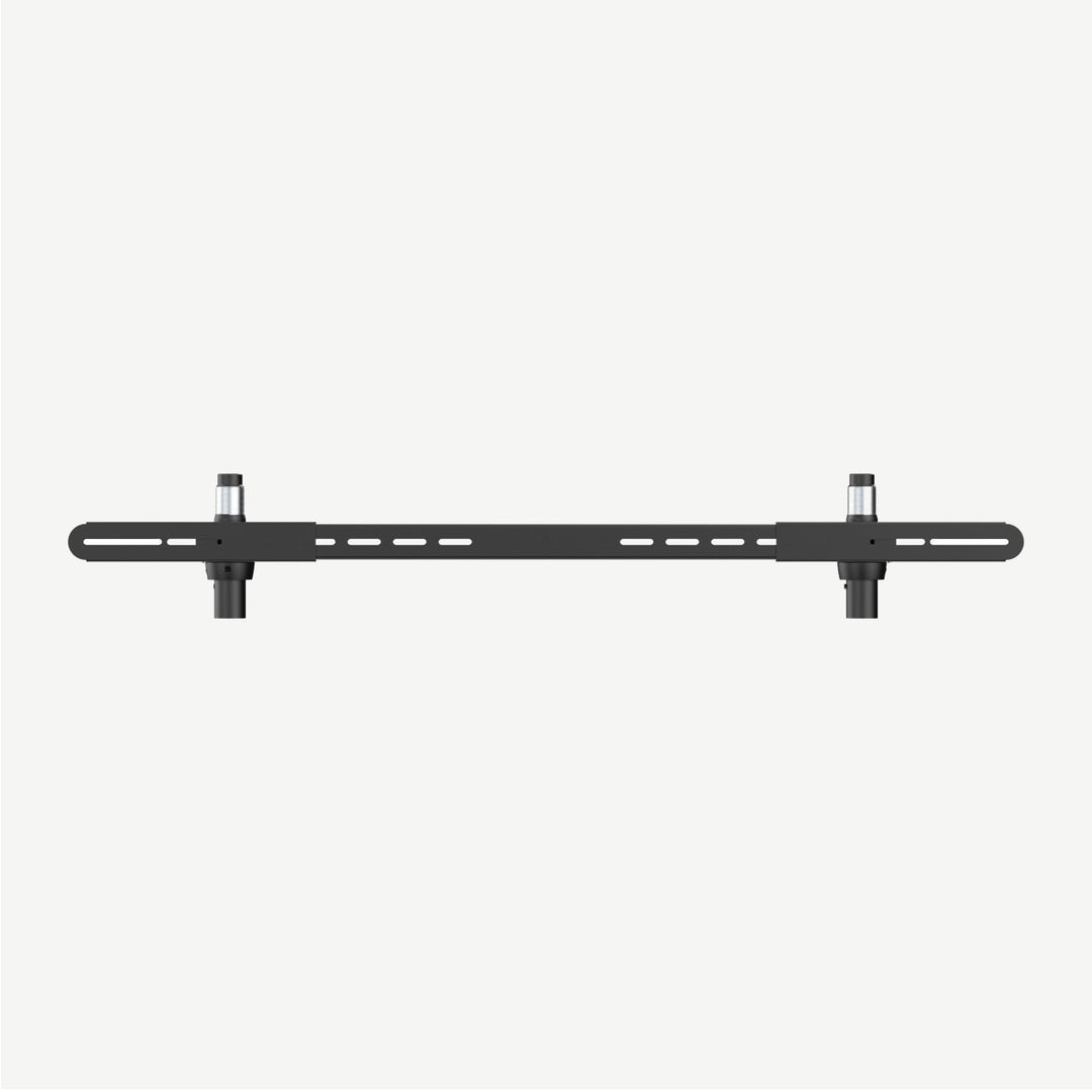 Front view of black Soundbar bracket for Vista & Kensington TV stands - SimplyForest.com