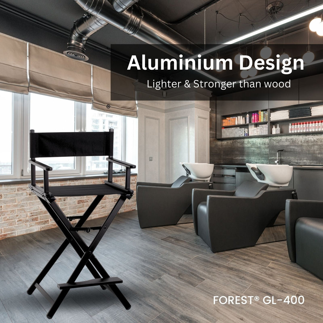 Tall directors chair, lightweight aluminium design - Forest-AV.com