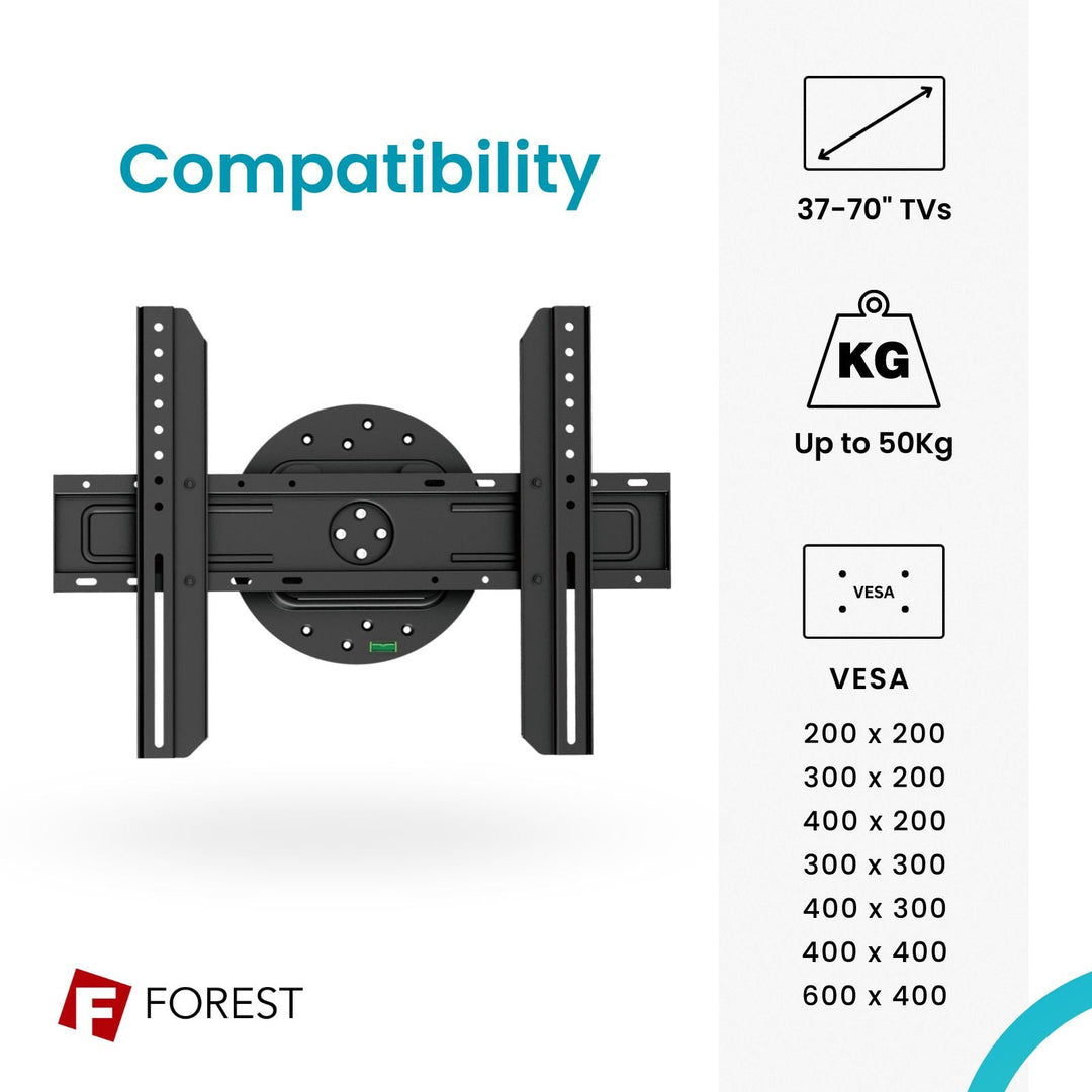 TV Wall Bracket Mount for 37-70 Inch Screens, Landscape to Portrait Rotate, Low-Profile - Forest-AV.com